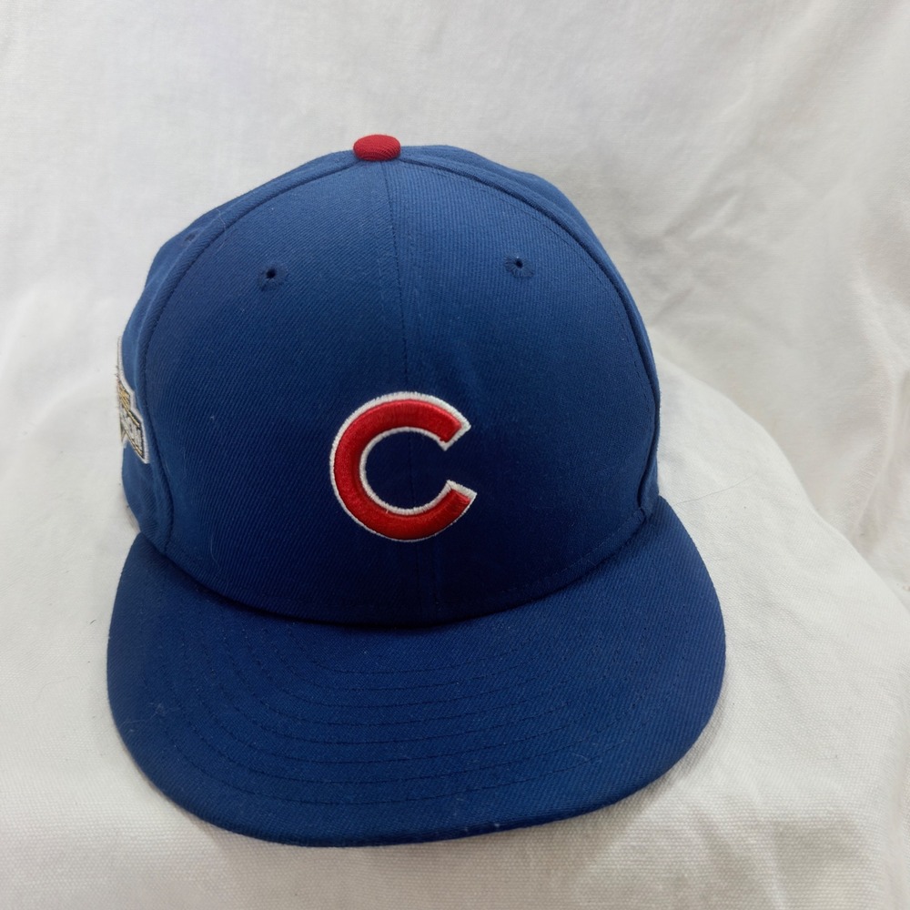 New Era Chicago Cubs Hat Mens 7 1/2 Blue 2015 Postseason 59FIFTY Fitted Cap